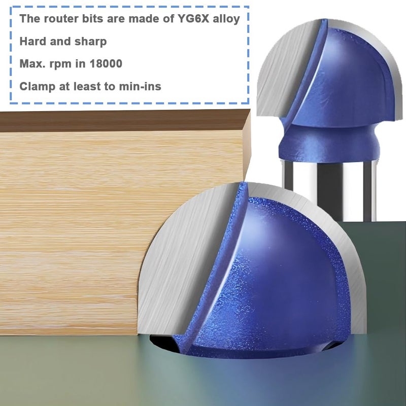 Wolfride 4pcs Core Box Router Bit 1/4 Inch Shank Round Nose Cove Box Router Bits - Image 4